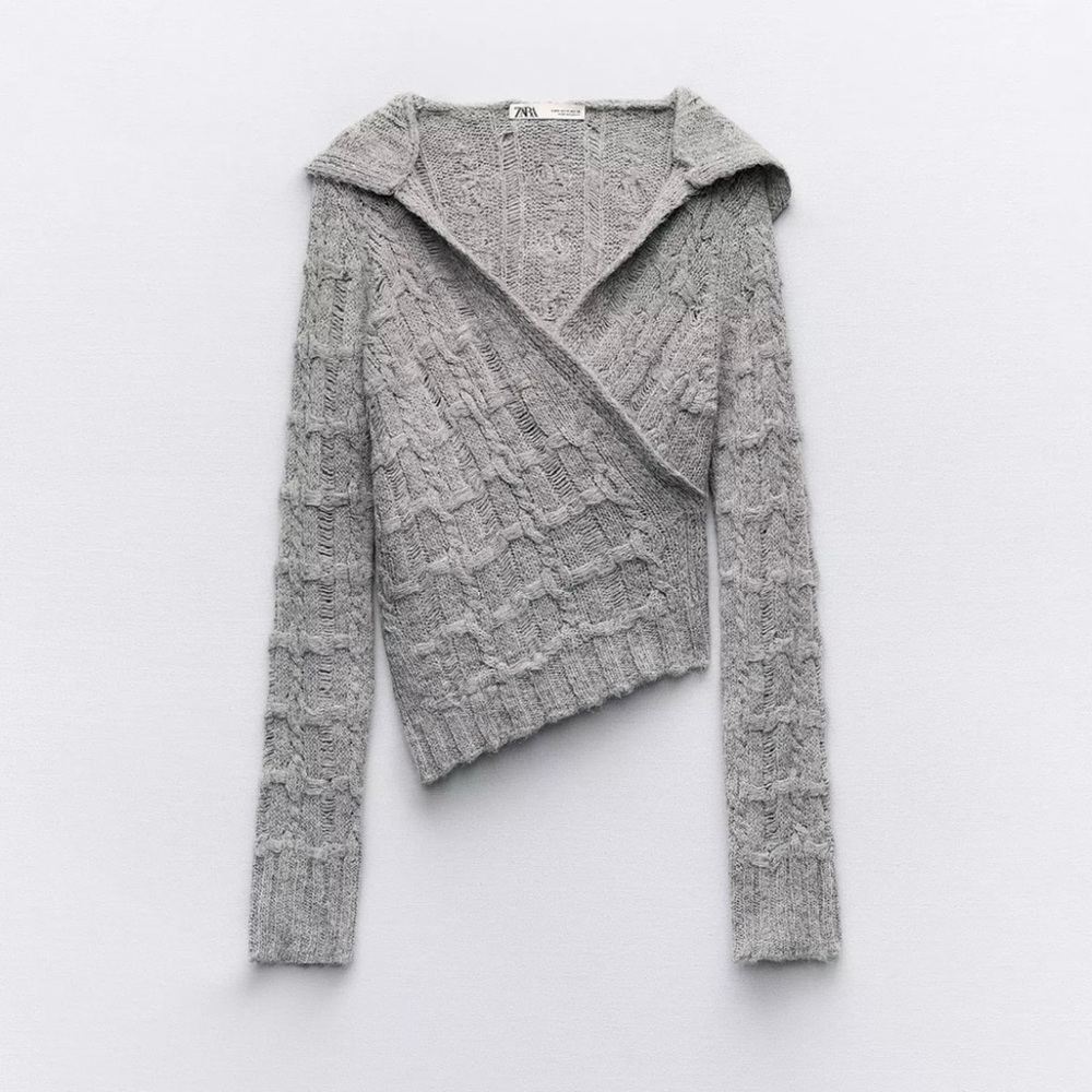 Zara Asymmetric Hooded Knit Sweater